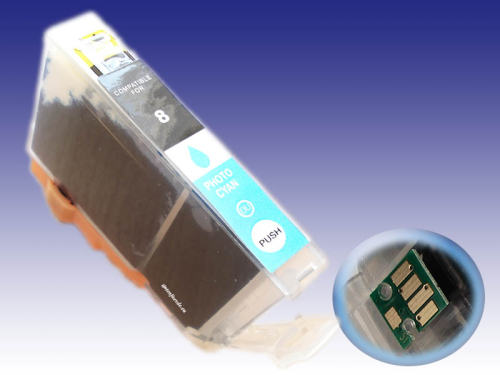 Canon CLI-8 kompatible Druckerpatrone, mit Chip, photo cyan mit 12ml Inhalt ersetzt die CLI-8PC