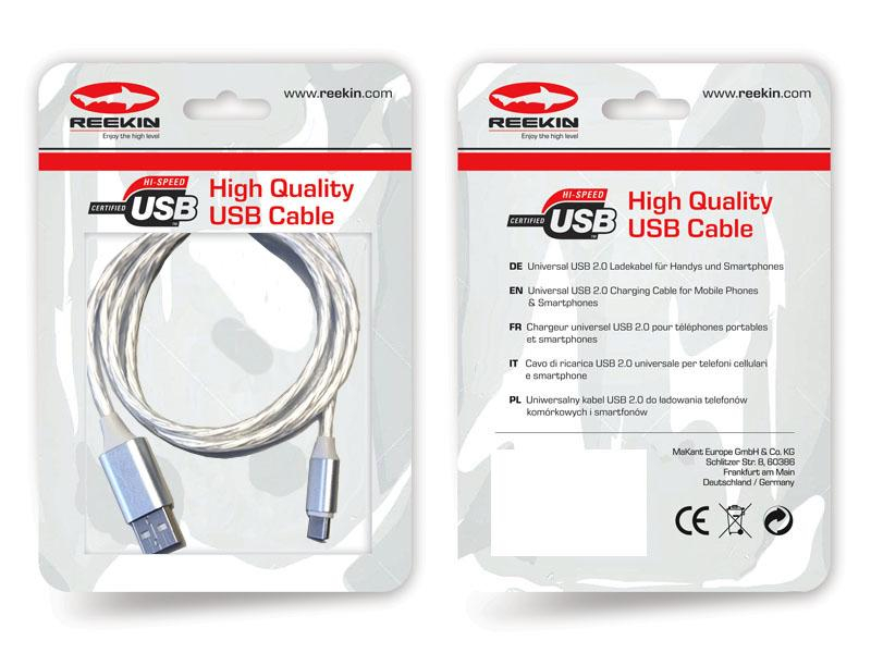 Reekin 2A Kabel MicroUSB 1 Meter (LED Floating Light Up RGB)