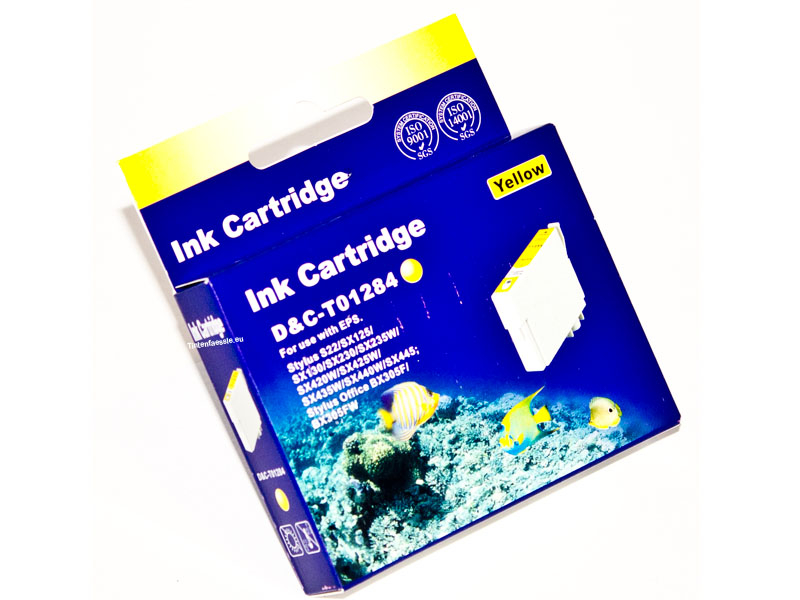 D&C alternative Tintenpatrone für Epson T1284 xl Yellow, kompatible mit Chip, 10ml Inhalt