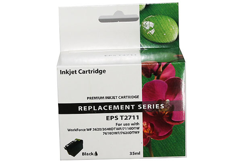 Premium T-2711xl kompatible Tintenpatrone für Epson Schwarz 35ml