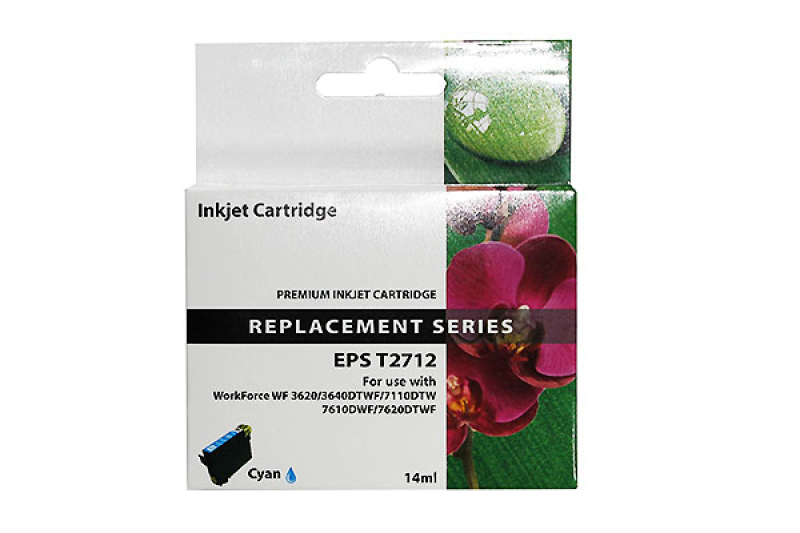 Premium T-2712xl kompatible Tintenpatrone Cyan für Epson mit 14ml Inhalt