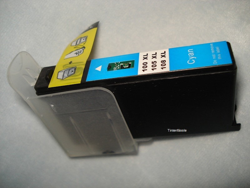 Lexmark Nr.100 kompatible Druckerpatrone mit Chip, cyan mit 10ml Inhalt, ersetzt 14N0900E