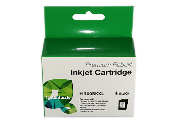 Rebuilt HP 300XL Premium Druckkopfpatrone Schwarz, ersetzt CC641E